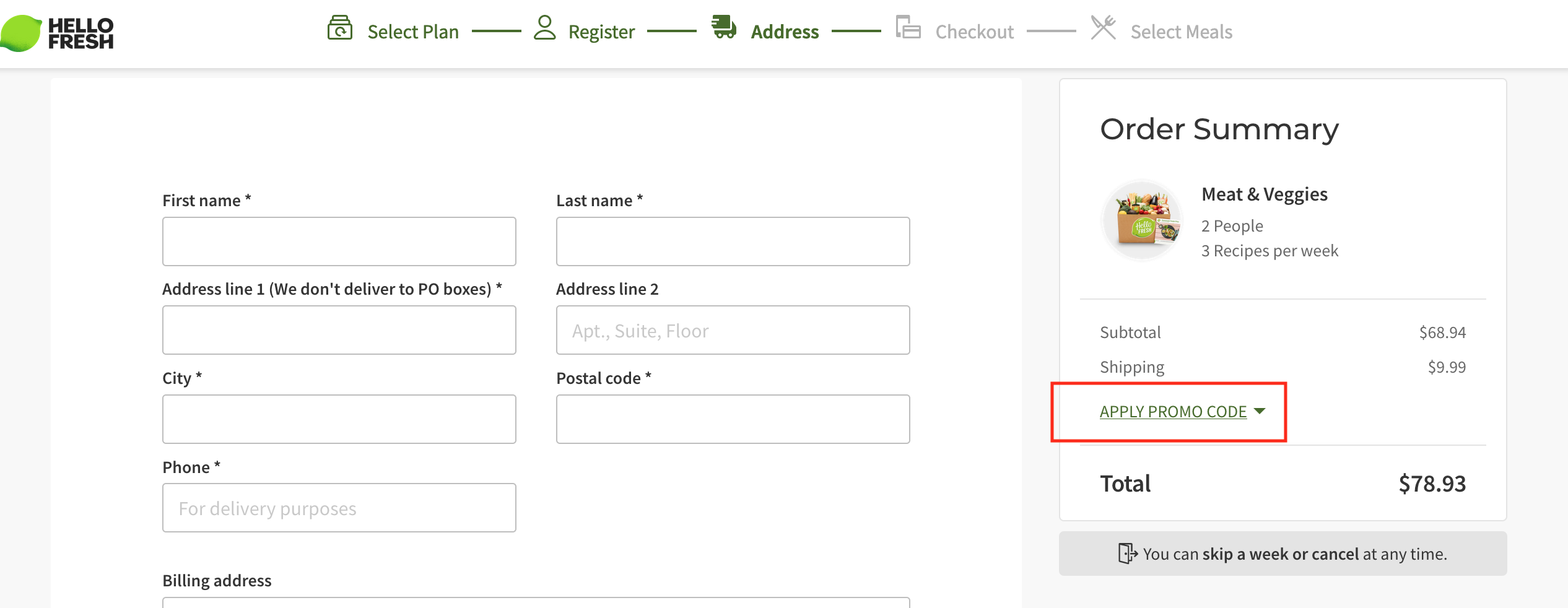 HelloFresh Coupons, Promo Codes Canada: Free shipping | 2026